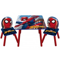 sp14177  tavolo in legno con due sedie spiderman misre tavolo:50X50X44CM misure sedie:26.5x26.5x50CM