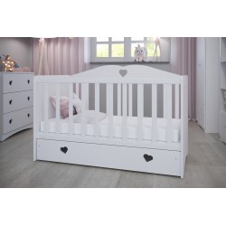 KO4Jbaby culla bambina"Julia" in legno con cassettone a rotelle