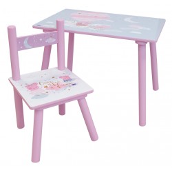 PEPPA713499 Tavolo Peppa pig con 1 sedia in legno  H. 49 x L. 31,5 x P. 31,5 cm / tavolo H. 42 x L. 60 x P. 40 cm