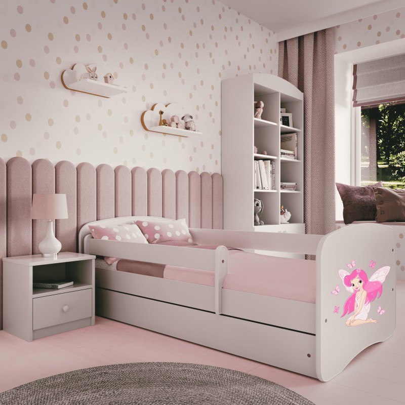 Letto bambina Fairy in legno con cassettone materasso incluso