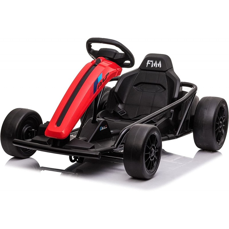 GOK24V go kart DRIFT-CAR 24V, rosso, ruote drift lisce, motore 2 x 350W, modalità deriva a 13 Km / h, batteria 24V