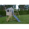 M28GR Grande Casa Modular Playhouse My Lodge color grigio e legno naturale con 2 Altalene e Scivolo