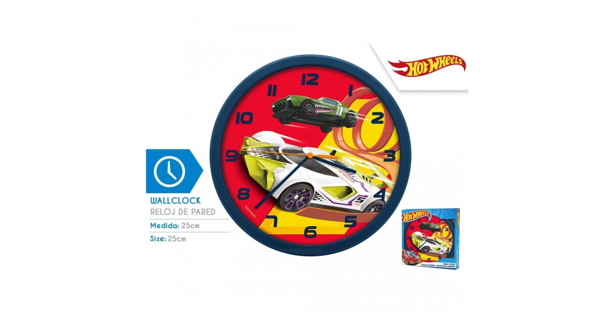 HW00010 Orologio Hotwheels da parete 25 cm