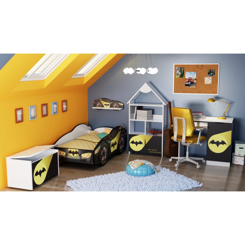 TPCAMBAT Cameretta completa bathero hero composta da 5 articoli? Letto 160x80cm con luci led e materassino omaggio? Baule porta