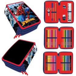 ASTUCCIO 3 ZIP PIENO SPIDERMAN DELUXE QUALITA' OTTIMA CON COLORI GIOTTO